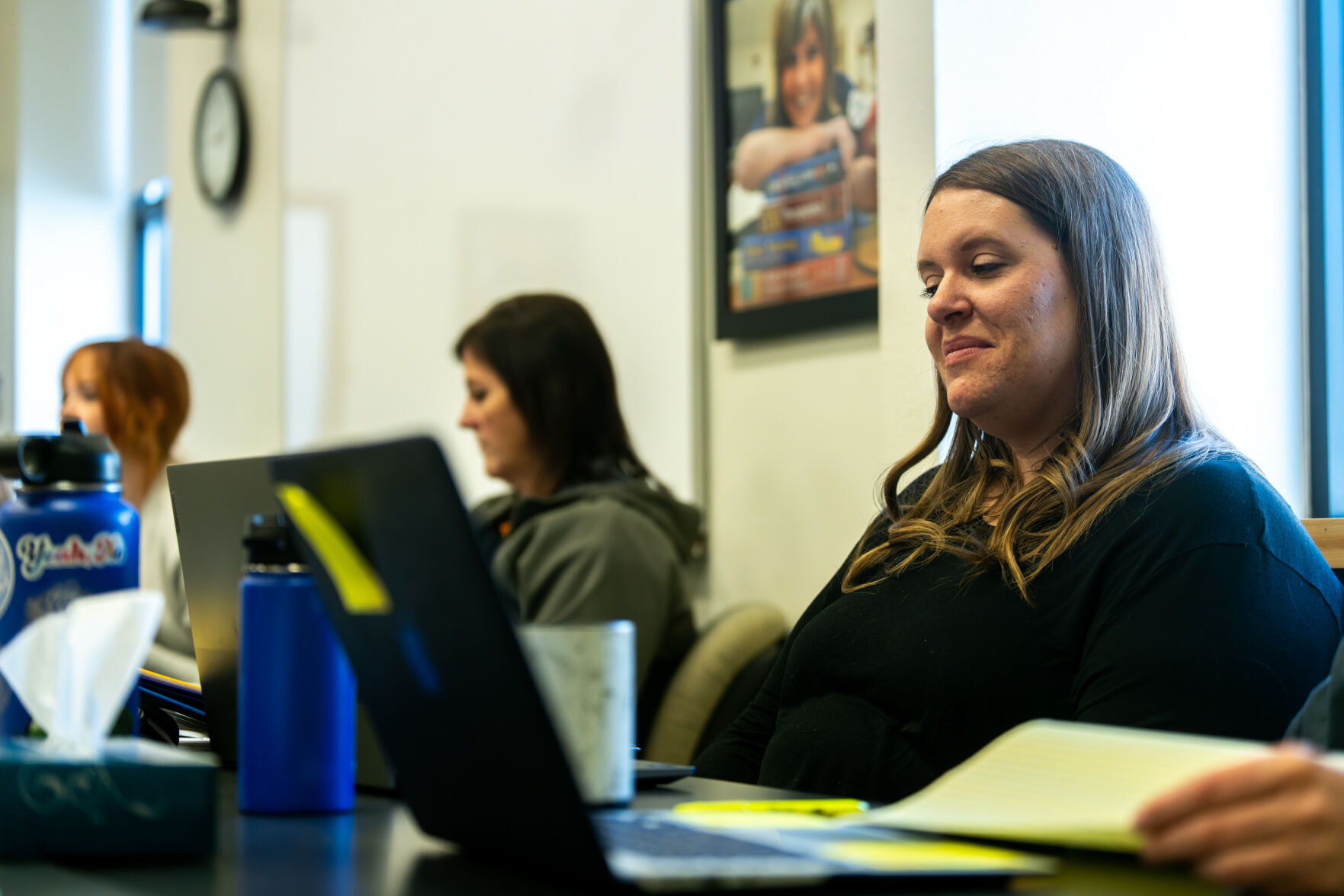 Kristin Rogers goes over her notes before class